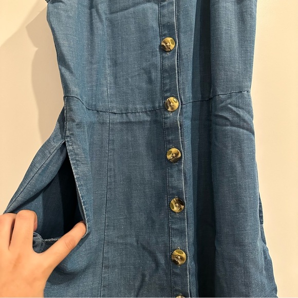 LOFT Chambray Button Down Dress with Pockets - Picture 4 of 5